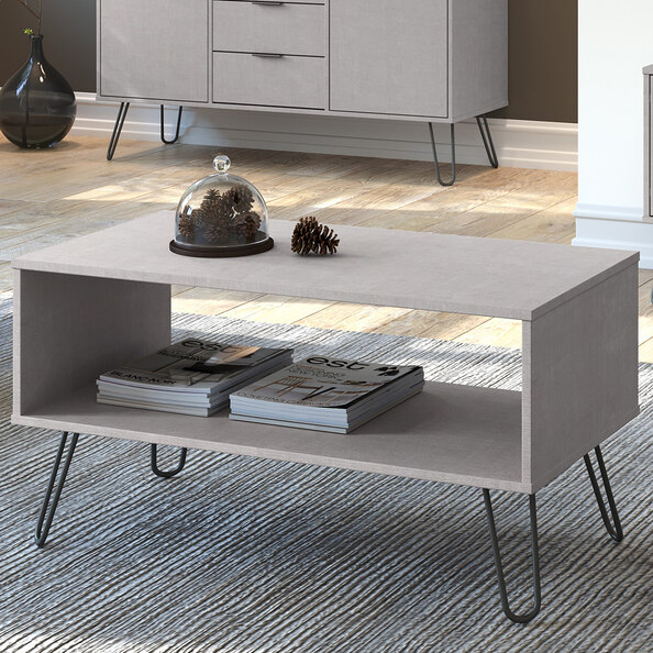 Avoch Wooden Coffee Table With Undershelf In Grey