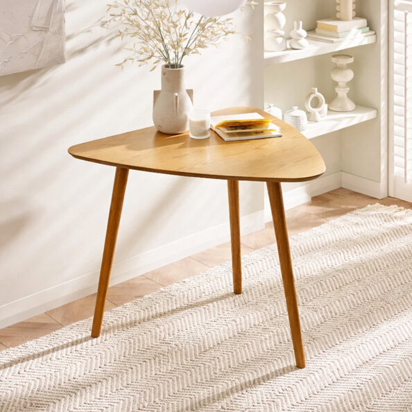 Avyron Wooden Triangular Dining Table in Light Oak