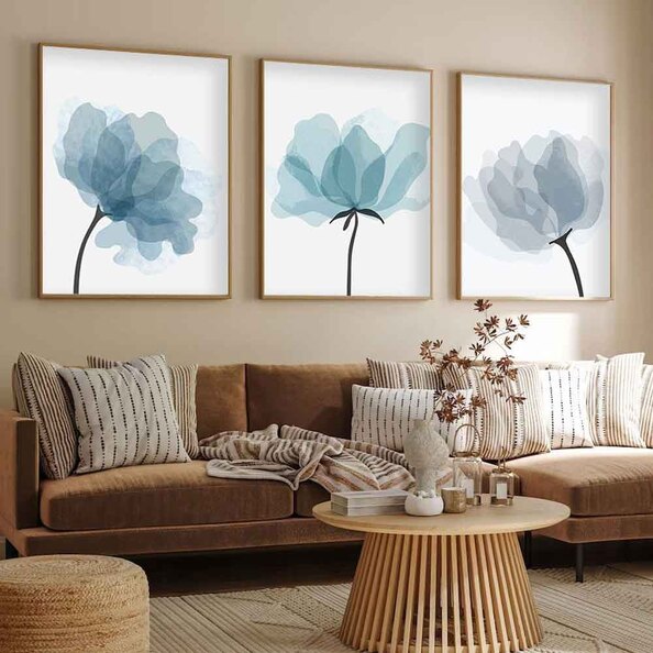 Axiom Wooden 20x30cm Cool Breeze Blossoms Art Frame Set of 3 in Multicolour