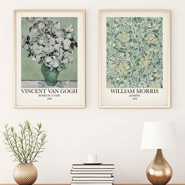 Axiom Wooden 20x30cm Rose and Jasmin Flower Wall Frame Set in Multicolour