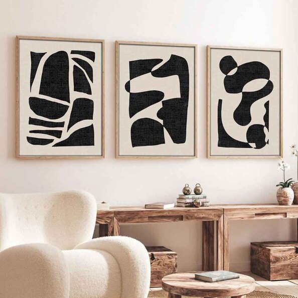 Axiom Wooden 30x40cm Primitive Art Frame Set of 3 in Black and White