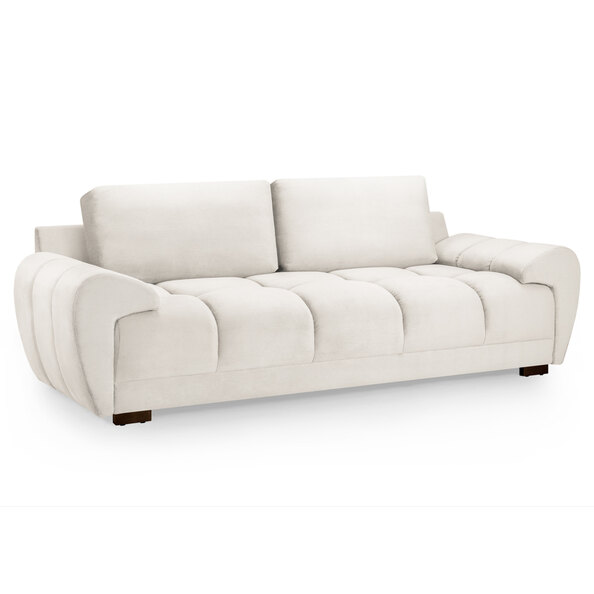 Aztec Plush Velvet 3 Seater Sofa In Cream