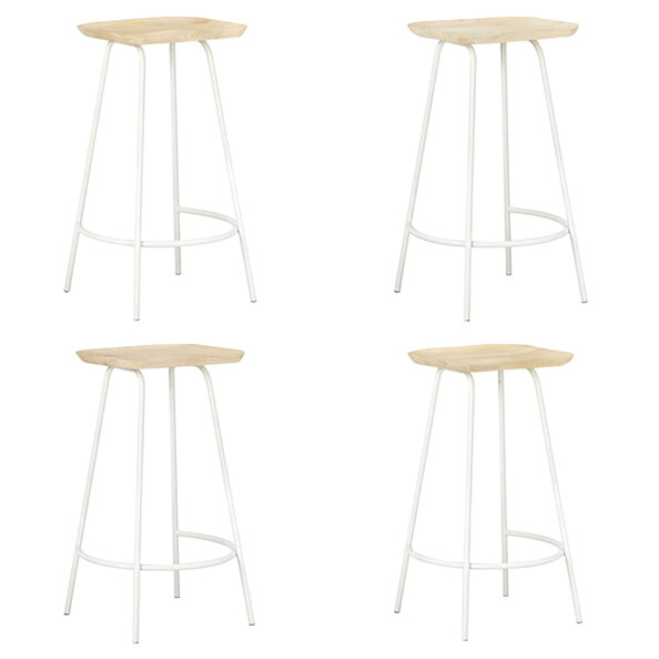 Azul Set Of 4 Wooden Bar Stools With White Frame In Natural