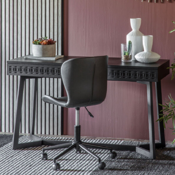 Bahia Wooden Laptop Desk With 2 Drawers In Black