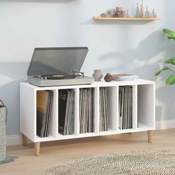 Baina 100cm Wooden Filing Cabinet With 6 Shelves And Oak Legs - White