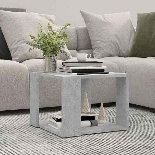 Baina 40cm Square Wooden Coffee Table - Concrete Grey