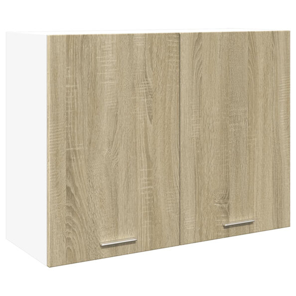 Baina 80cm Wooden Wall Hung Storage Cabinet With 2 Doors - Sonoma Oak/White