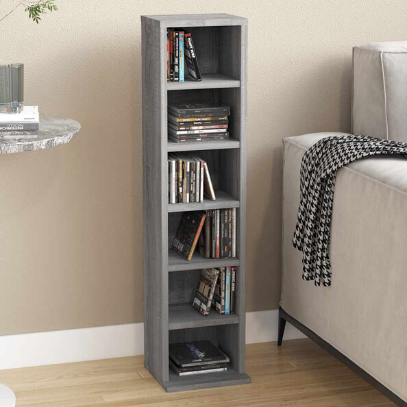 Baina Wooden Bookcase With 6 Shelves - Grey Sonoma