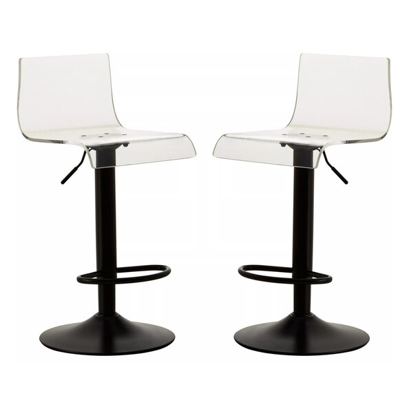 Baino Clear Acrylic Bar Chairs with Black Base in Pair