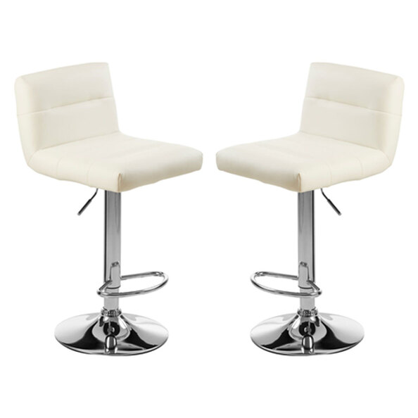 Baino White Leather Bar Chairs With Chrome Base In A Pair