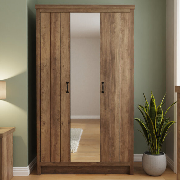 Balcombe Wooden Wardrobe With 3 Doors - Knotty Oak