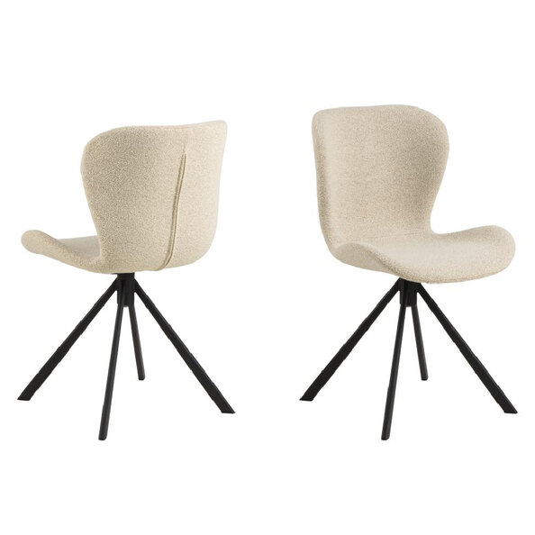 Baldwin Cream Fabric Dining Chairs With Black Legs In Pair