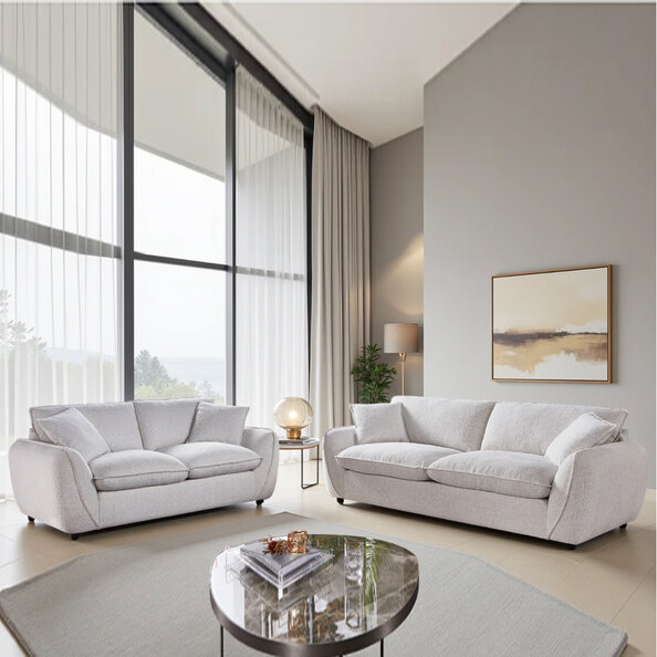 Baleno Fabric 3+2 Seater Sofa Set in Beige
