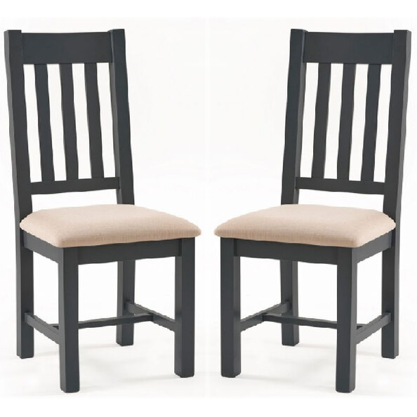 Baqia Dark Grey Wooden Dining Chairs In Pair