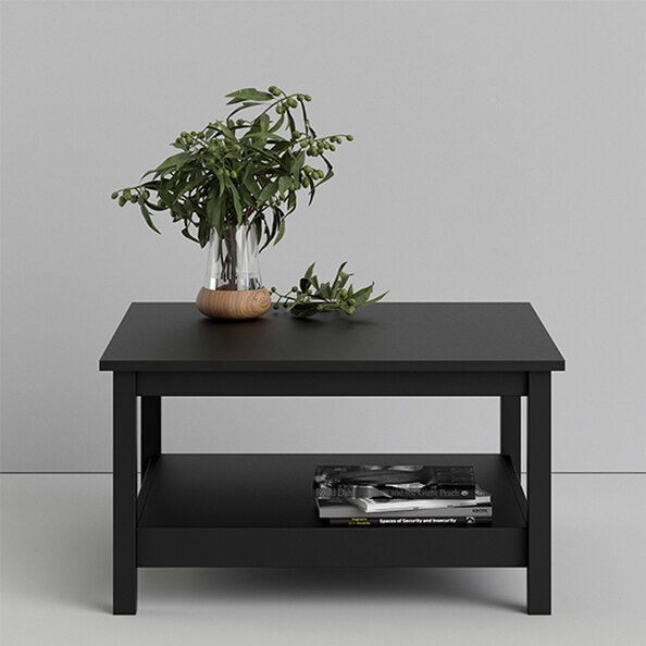 Barcila Wooden Square Coffee Table In Matt Black