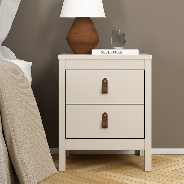 Barcila Wooden Bedside Cabinet With 2 Drawers In Cashmere