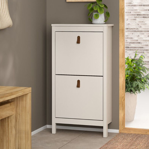 Barcila Wooden Shoe Cabinet With 2 Flap Doors In Cashmere