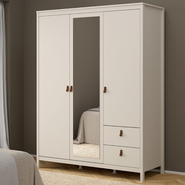 Barcila Wooden Wardrobe With 3 Doors 2 Drawers In Cashmere