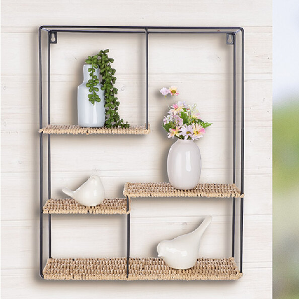 Barco Metal Shelving Unit With 3 Shelves in Black and Natural