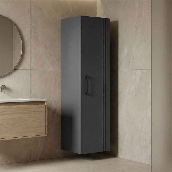 Bari Tall Wooden Bathroom Storage Cabinet in Anthracite