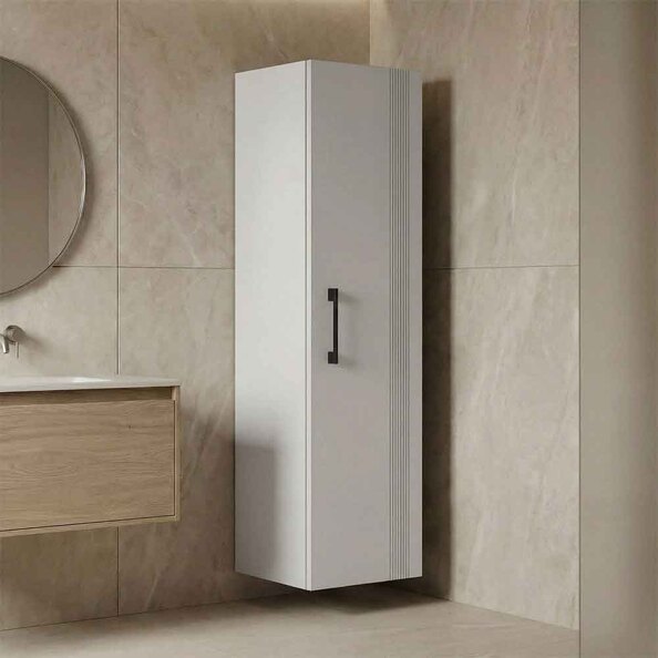 Bari Tall Wooden Bathroom Storage Cabinet in White