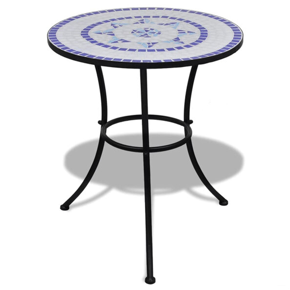 Barkla Mosaic Bistro Table In Blue And White