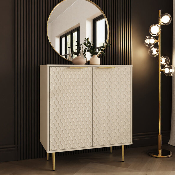 Barlon Wooden Storage Cabinet with 2 Doors in Ivory
