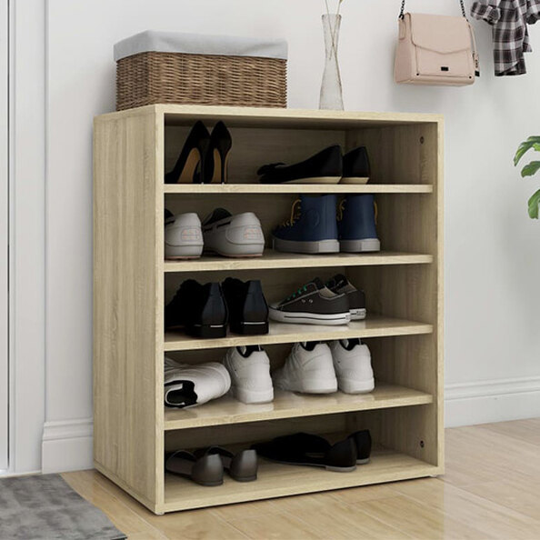 Barrera Wooden Shoe Storage Rack With 5 Shelves In Sonoma Oak