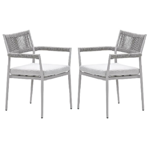 Barrie Taupe Aluminium Dining Chairs With Cushion In Pair