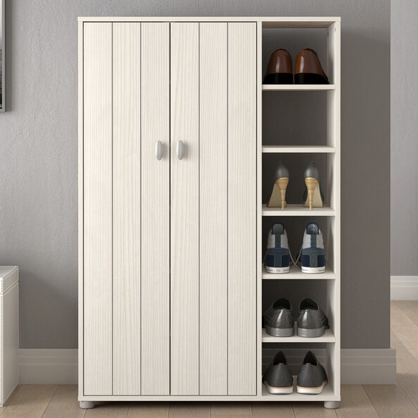 Barrie Wooden Shoe Storage Cabinet With 2 Doors In White