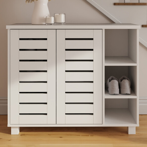 Bartlett Wooden Sheo Storage Cabinet With 2 Doors - White