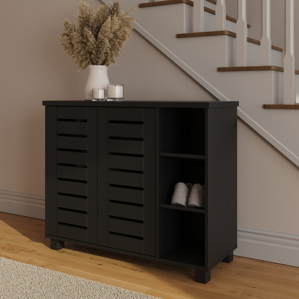 Bartlett Wooden Shoe Storage Cabinet in Black