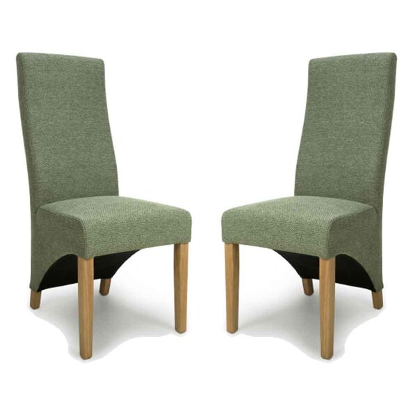 Basrah Fabric Dining Chairs In Pair - Green