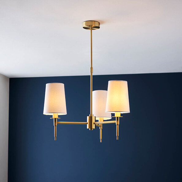 Bastrop Fabric Shades Pendant Ceiling Light In Brushed Satin Gold