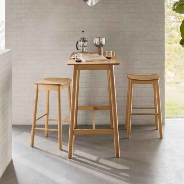 Bastrop Wooden Bar Table with 2 Stools in Matt Oak