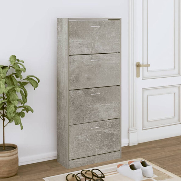 Oban Shoe Storage Cabinet With 4 Flaps In Concrete Effect