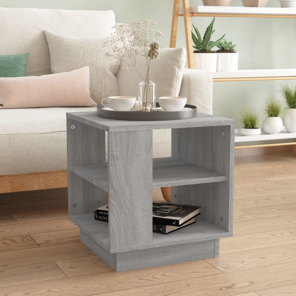 Batul Wooden Coffee Table With Undershelf In Grey Sonoma Oak
