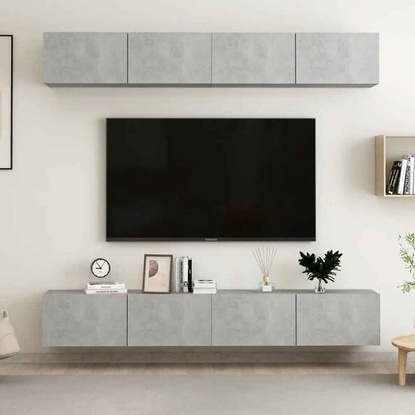 Beaufort 100cm Wooden Entertainment Unit In Concrete Grey