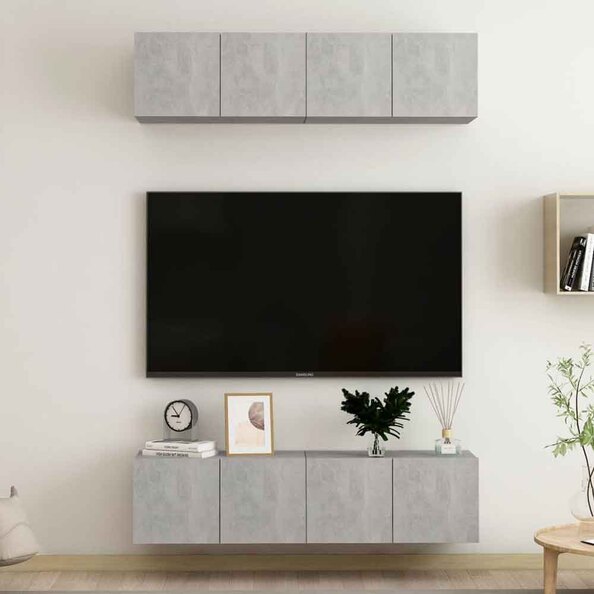 Beaufort 60cm Wooden Entertainment Unit In Concrete Grey