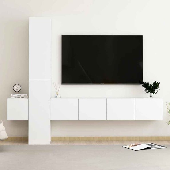 Beaumont 160cm Wooden 5 Piece Entertainment Unit In White