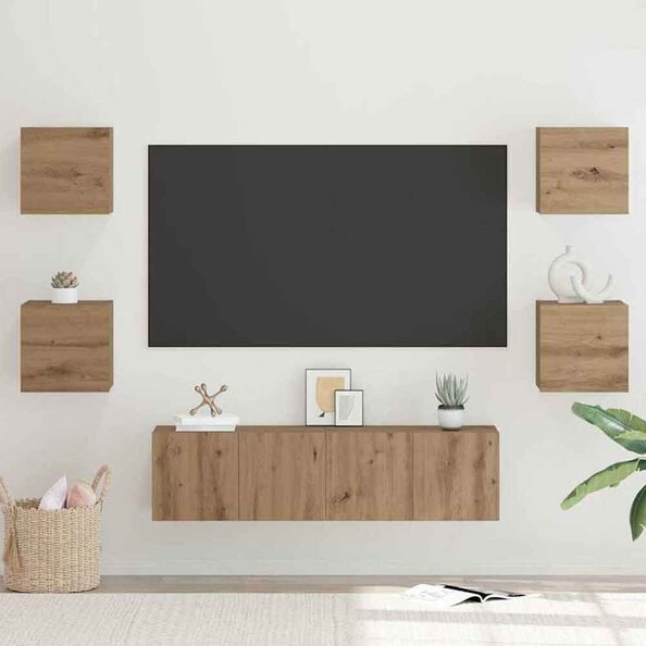 Beaverton 120cm Wooden 6 Piece Entertainment Unit In Artisan Oak