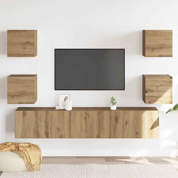 Beaverton 160cm Wooden 6 Piece Entertainment Unit In Artisan Oak