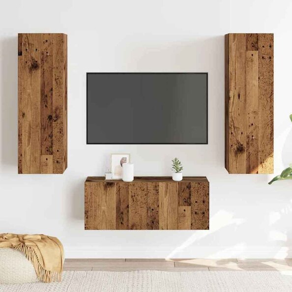Beaverton 80cm Wooden 3 Piece Entertainment Unit In Brown