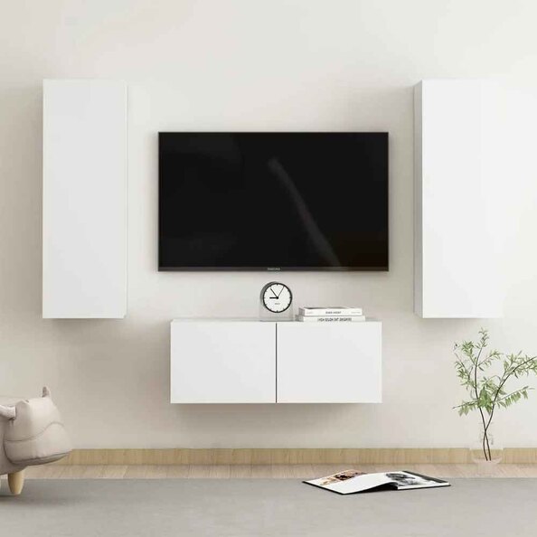 Beaverton 80cm Wooden 3 Piece Entertainment Unit In White