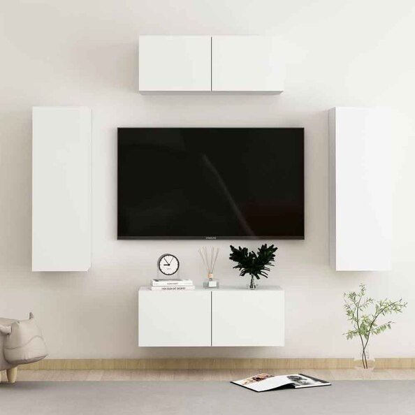 Beaverton 80cm Wooden 4 Piece Entertainment Unit In White