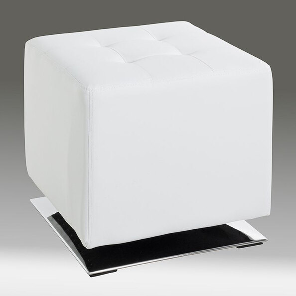 Beckley Leather Stool In Chrome White