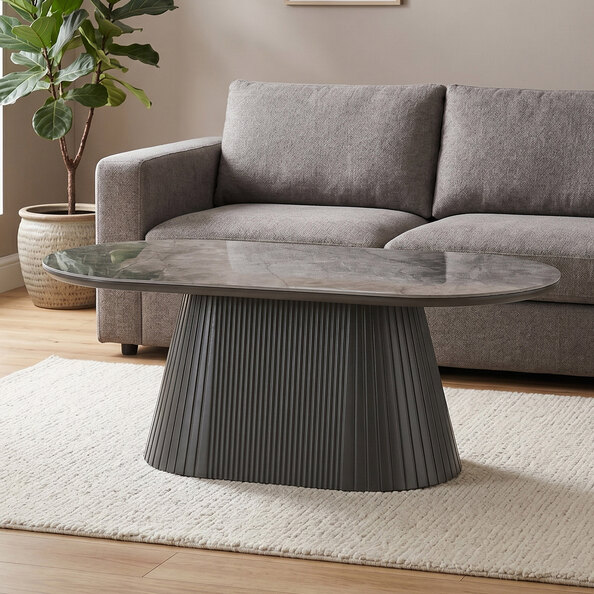 Bedford Rectangular Sintered Stone Top Coffee Table In Grey