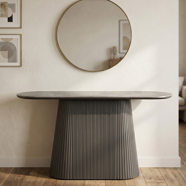 Bedford Rectangular Sintered Stone Top Console Table In Grey