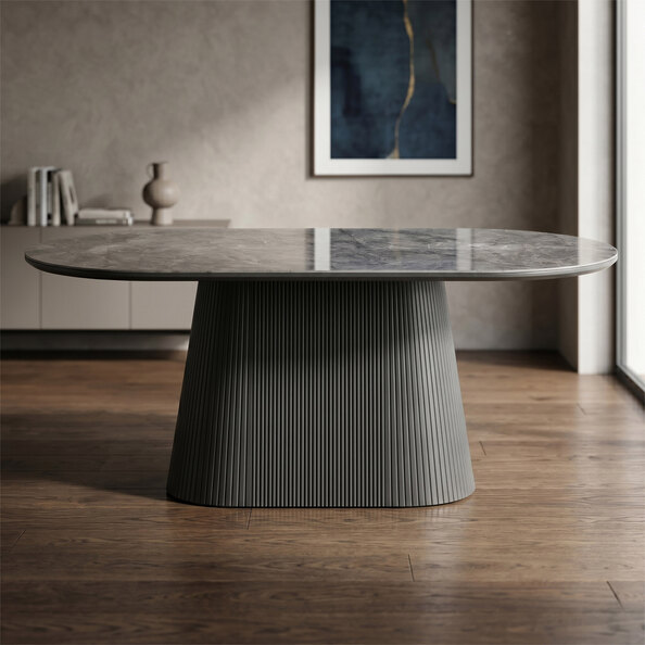 Bedford Rectangular Sintered Stone Top Dining Table In Grey