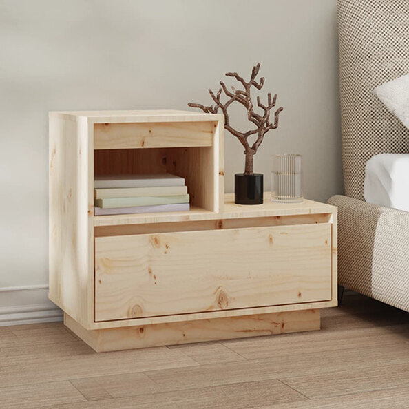 Belay Pinewood Bedside Cabinet With 1 Drawer In Natural